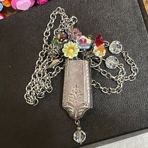 Hand Crafted Knife Handle Flower Pot Necklace